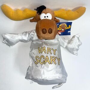 Vintage Rock & Bullwinkle 2000 Plush Ghost Halloween Moose With Tags 12”